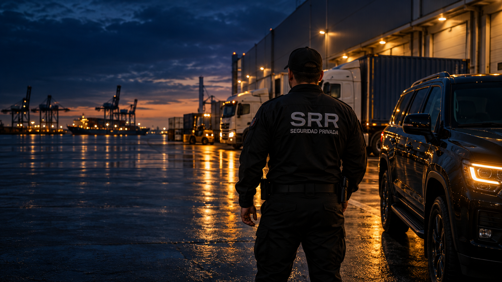 Escolta de SRR junto a vehículos y carga en una operación logística